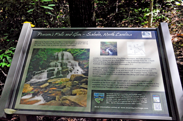 sign about Pearson's Falls